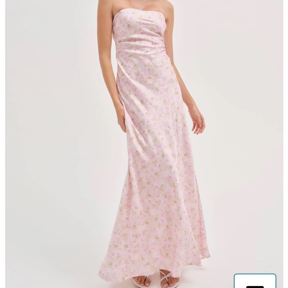 For Love & Lemons Strapless Pink Floral Slip Dress